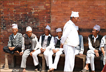 historische Häuser auf der Stadtbesichtigung in Kathmandu