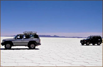 mit den Jeeps über den Salzsee Uyuni