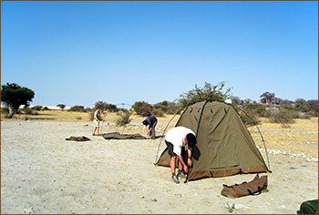 Zelte auf dem Campingplatz auf unseren Botswana Safaris 