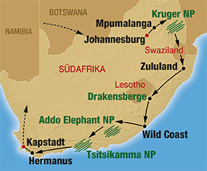 Südafrika Reisekarte