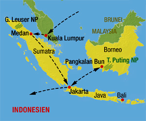 Karte Borneo Sumatra Reisen