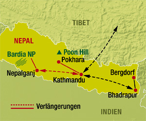 Nepal Rundreise Karte