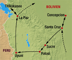 Karte Rundreise Bolivien