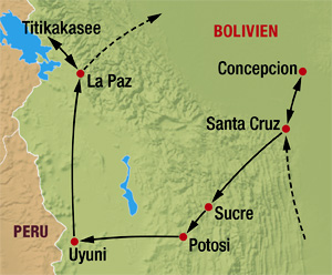 Karte Rundreise Bolivien