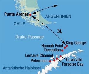 Flug in die Antarktis Reise