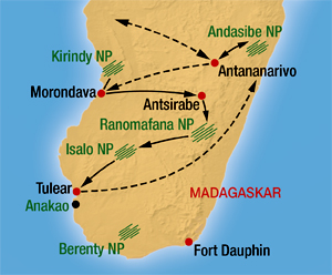 Madagaskar-Karte für unsere Rundreise