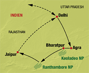 Verlauf unserer Indien Reise Karte