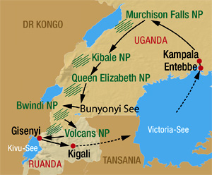 Karte für unsere Uganda-Rundreise