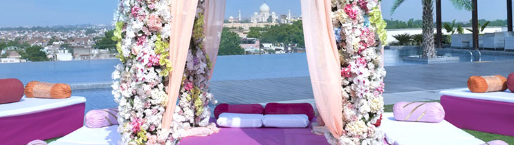 Hotel mit Blick auf das Taj Mahal