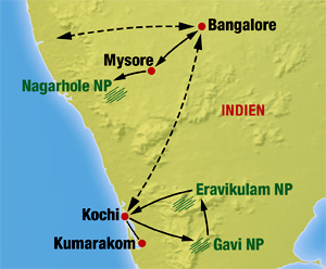 Südindien Reise in die Nationalparks Nagarhole, Eravikulam und Gavi