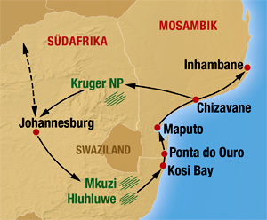 Mosambik Rundreise Karte