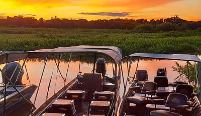 Sonnenuntergang am Cuiaba-Fluss nach der Jaguar-Safari