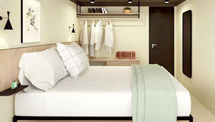 Beispiel einer Doppelkabine mit king size bed