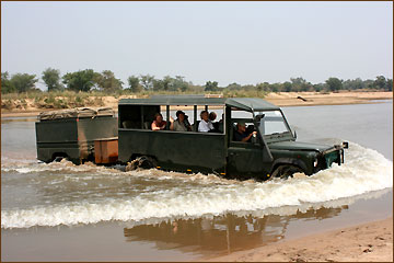 Flussdurchquerung während einer Safari in Sambia - Reiseveranstalter Fauna-Reisen